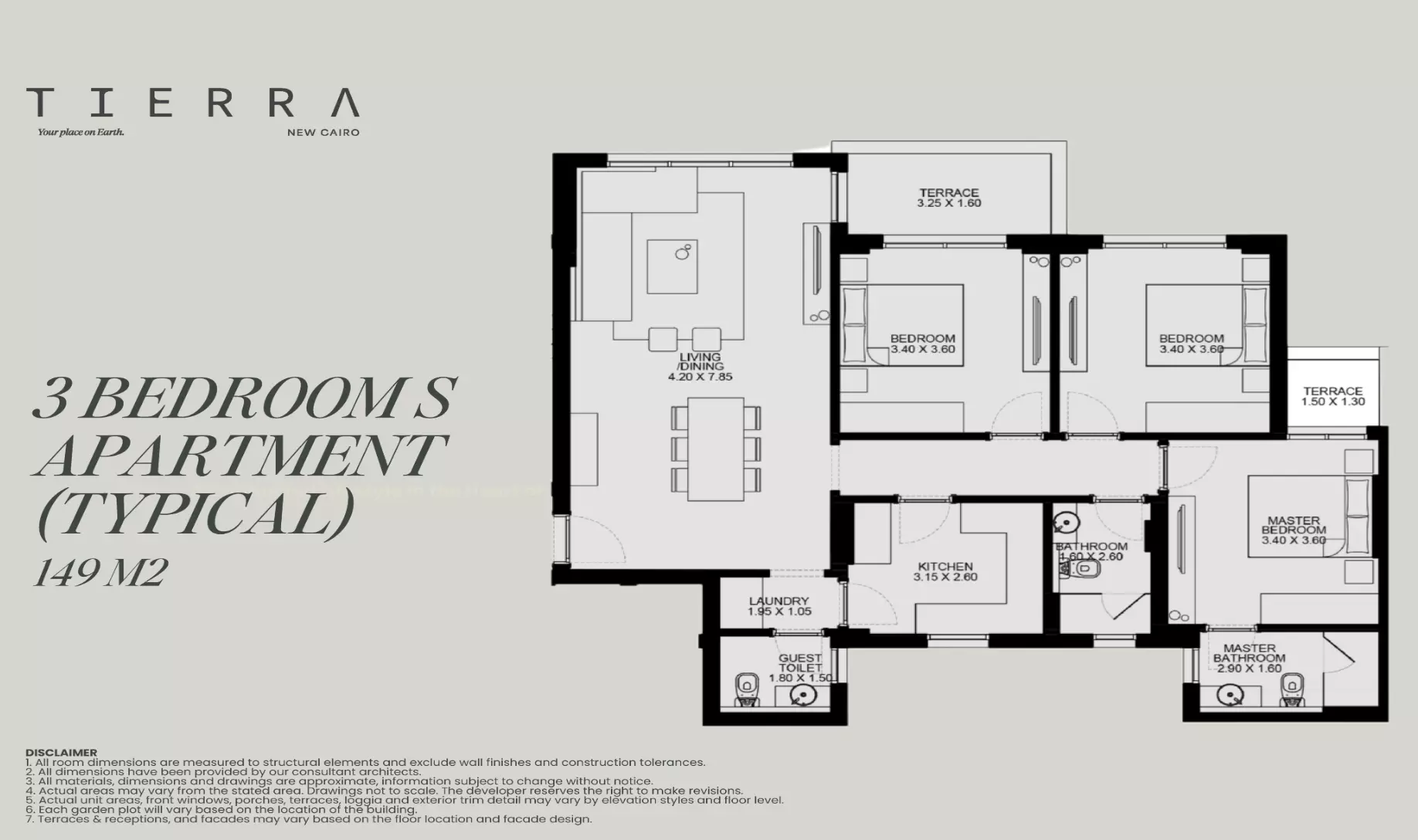 Apartment · 3 Bedrooms · 149 m² in كمبوند تييرا التجمع السادس 2026 Compound Tierra New Cairo 2