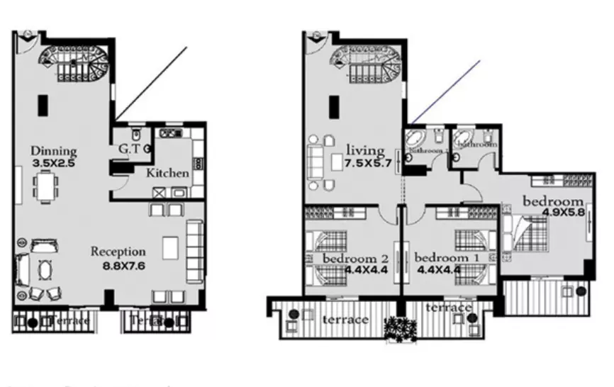 Duplex · 3 Bedrooms · 361–397 m² in كمبوند رودس العاصمة الإدارية 2026 Compound Rhodes New Capital 2