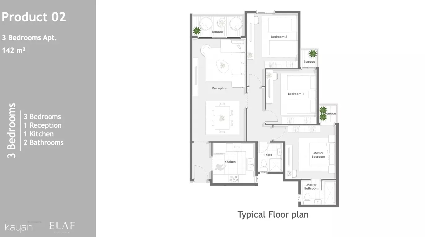 Apartment · 3 Bedrooms · 129–230 m² in Aqmar Compound 6 October by Kayan Developments 4