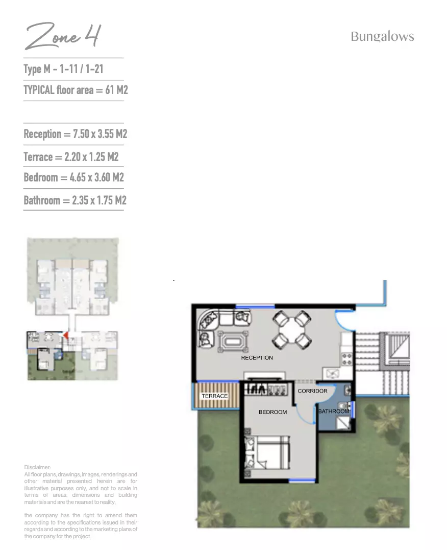 شقة · غرفة · 48–70 م² في Bungalows 2