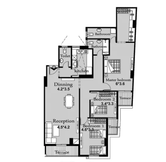 شقة · 3 غرف · 127–416 م² في كمبوند رودس العاصمة الإدارية 2026 Compound Rhodes New Capital 3