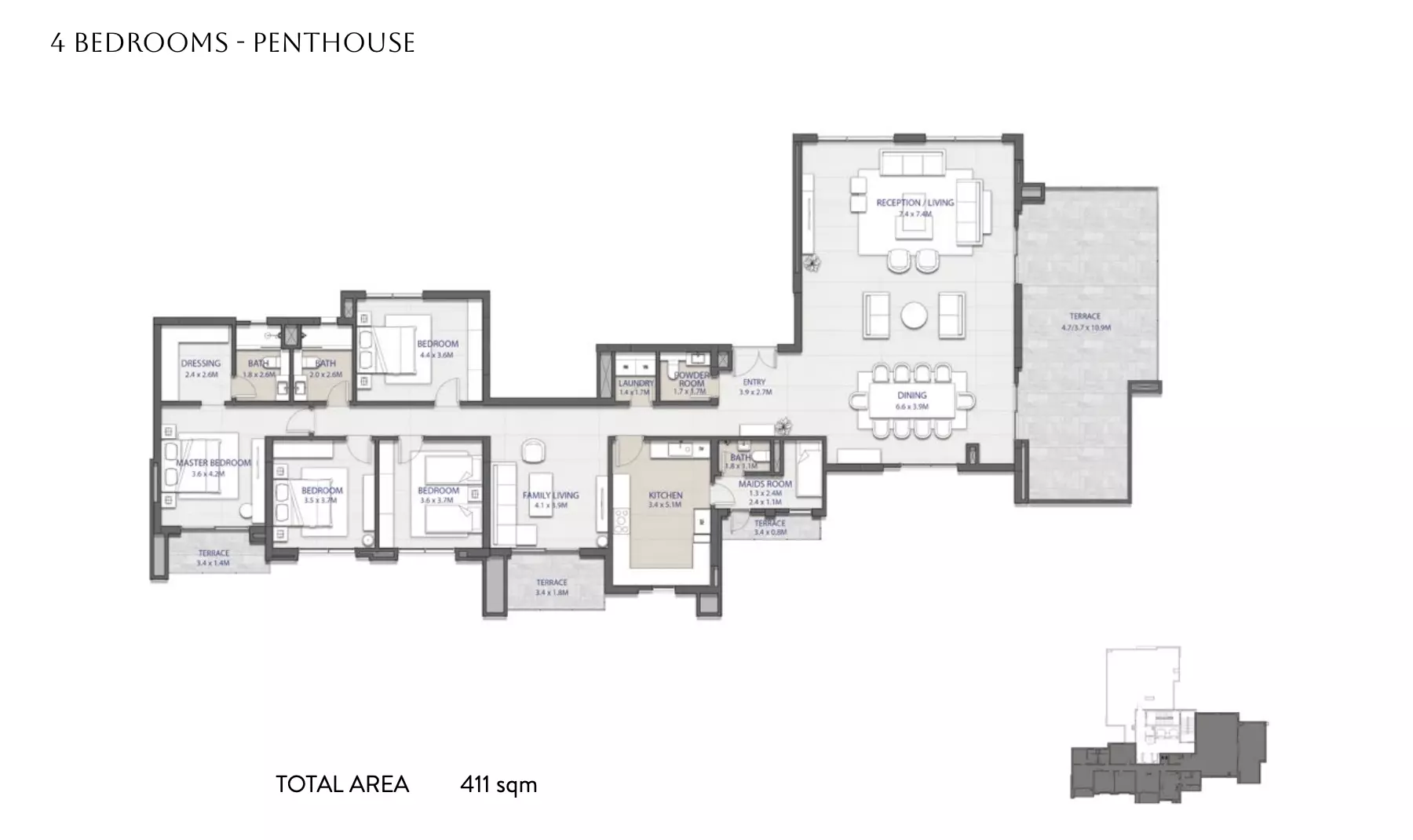 بنتهاوس · 4 غرف · 330–411 م² في Sapphire Golf Residences 2