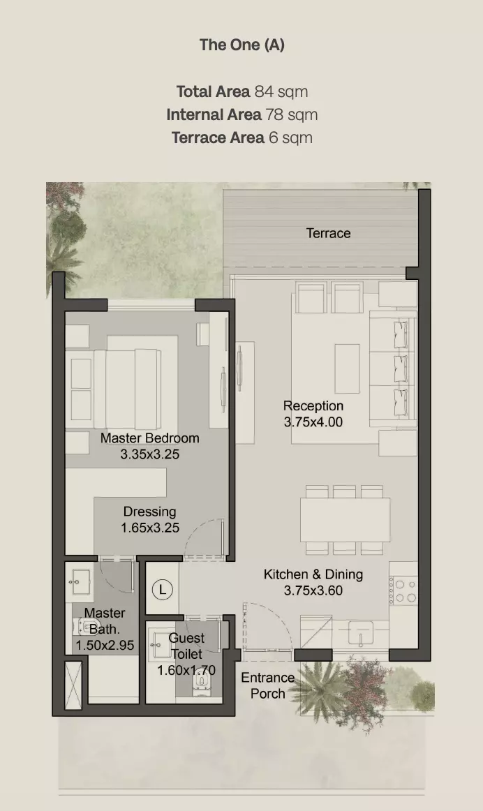 Apartment · 1 Bedroom · 84–92 m² in The Gray Residences-Hills of One 2