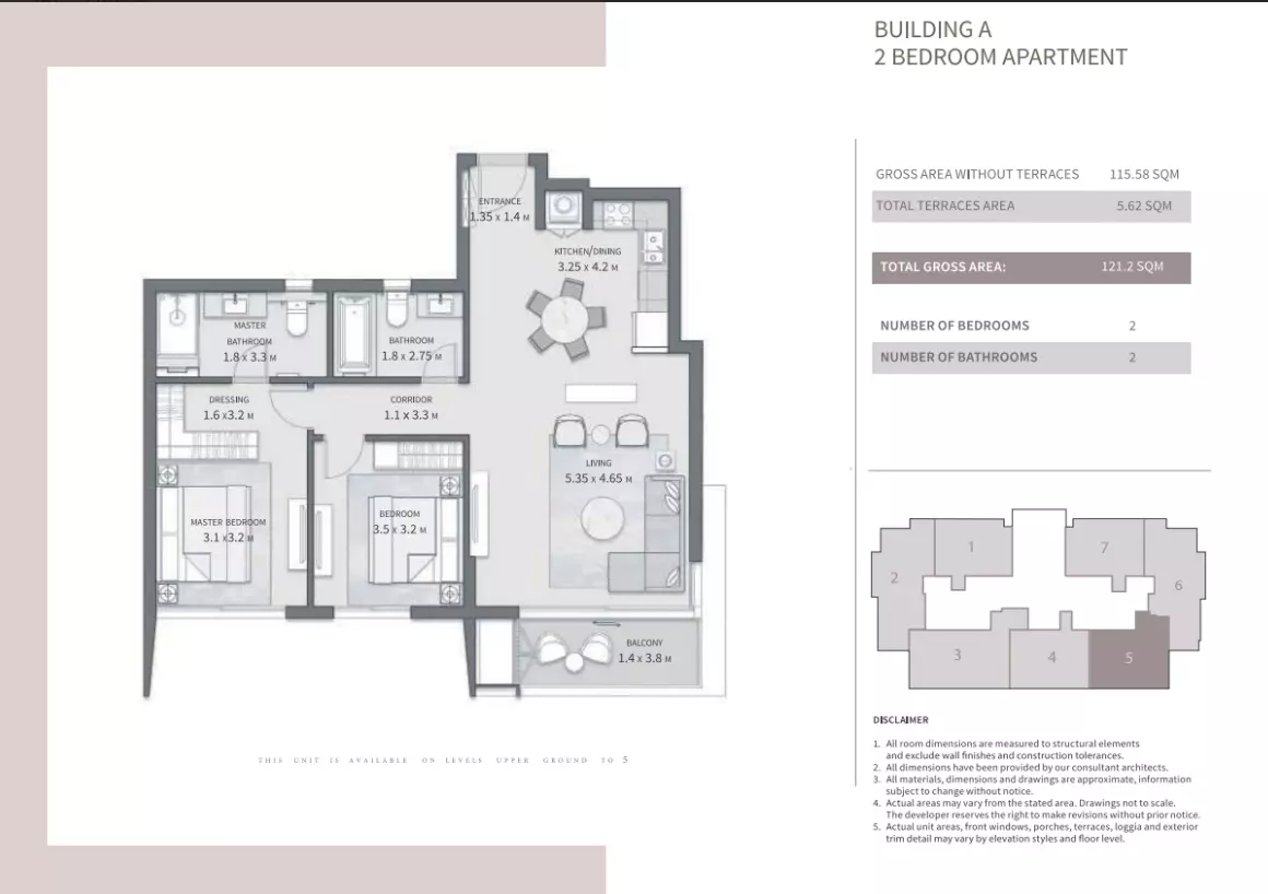 Apartment · 2 Bedrooms · 115–122 m² in Grand Residences  Cairo Gate 4