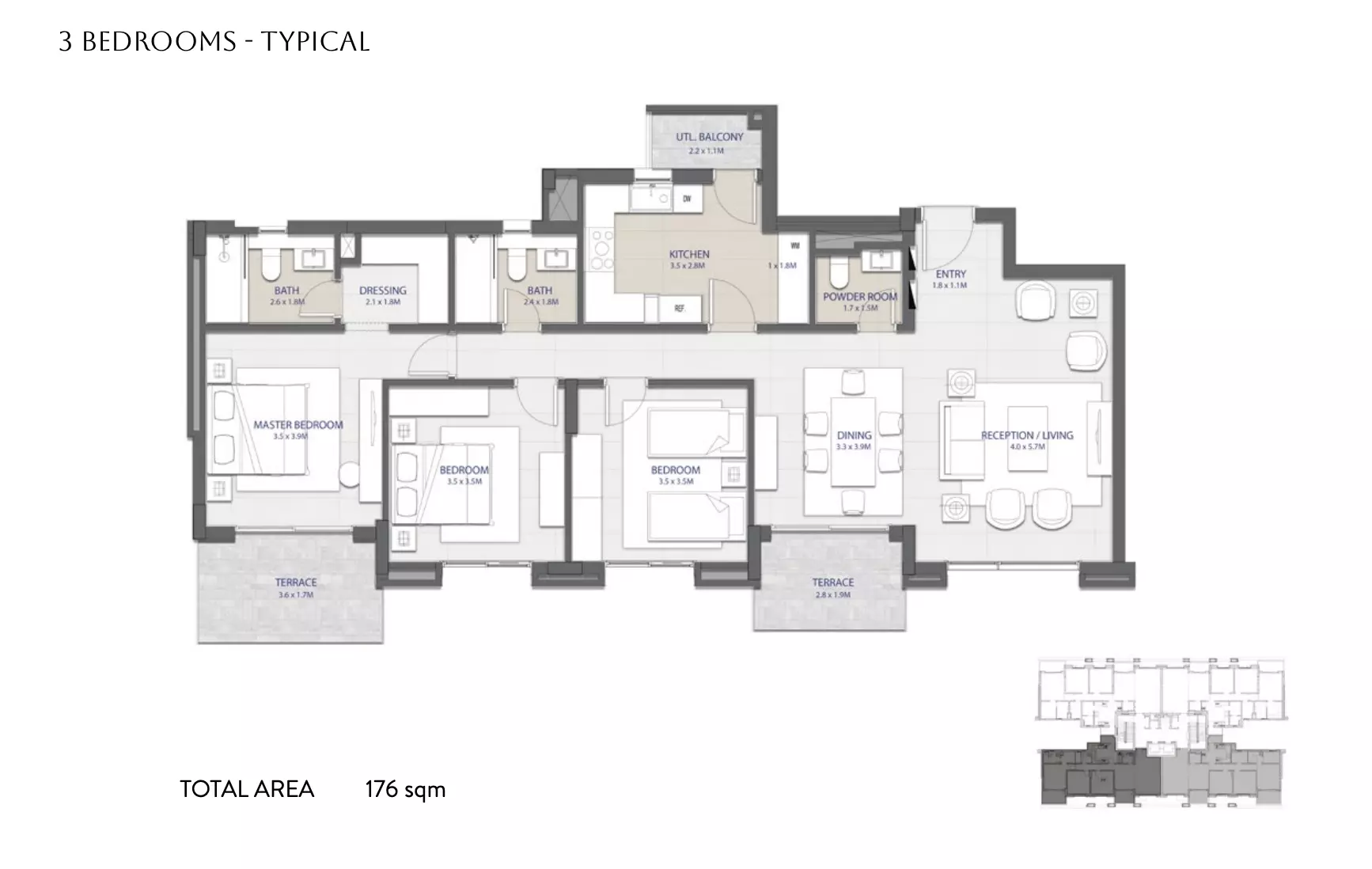 شقة · 3 غرف · 176–242 م² في Sapphire Golf Residences 4