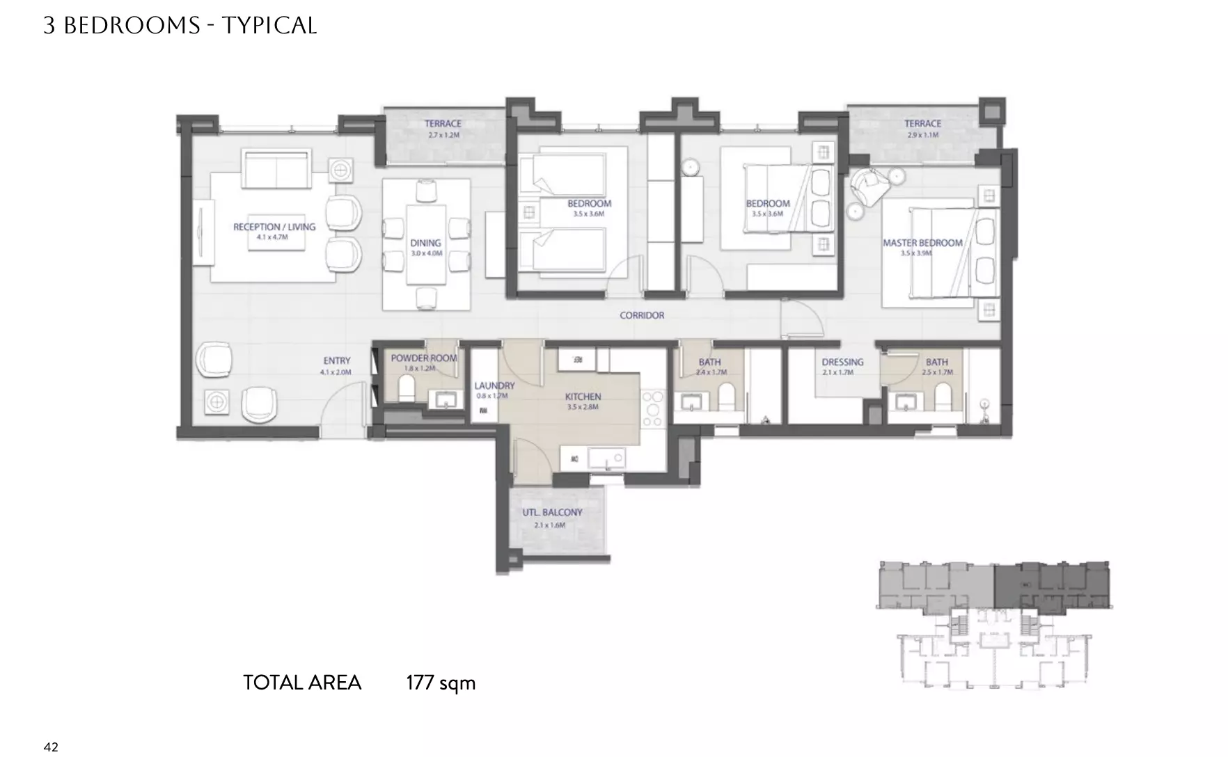 شقة · 3 غرف · 176–242 م² في Sapphire Golf Residences 2