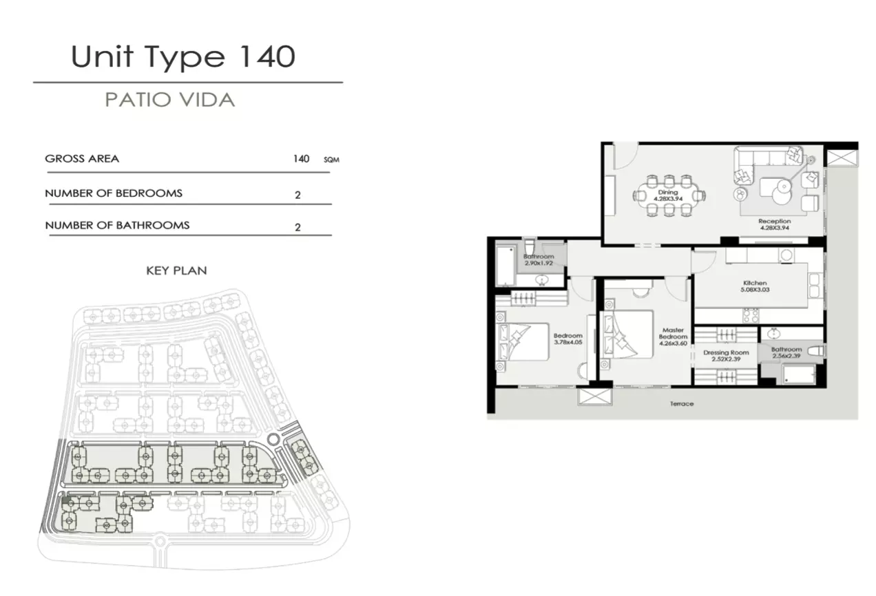 شقة · غرفتين · 112–140 م² في كمبوند باتيو فيدا التجمع السادس 2026 Compound Patio Vida New Cairo 3
