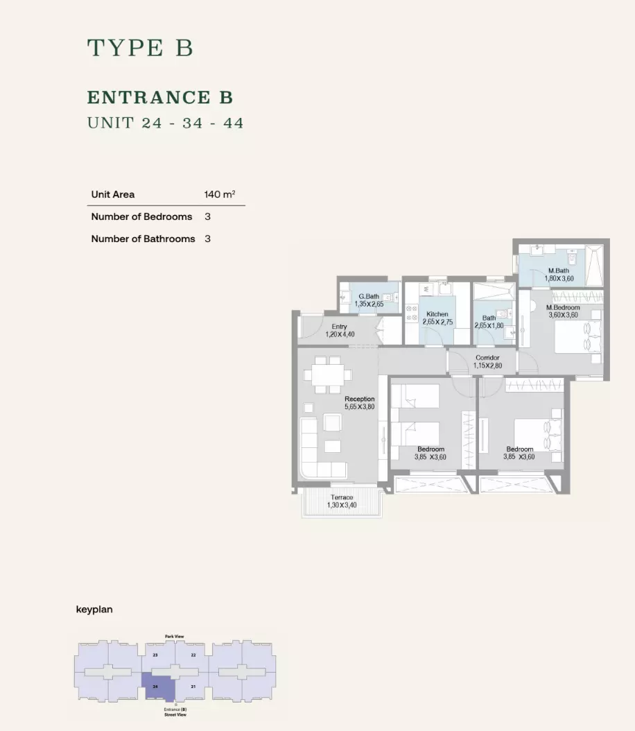 Apartment · 3 Bedrooms · 139–188 m² in Terrace 3
