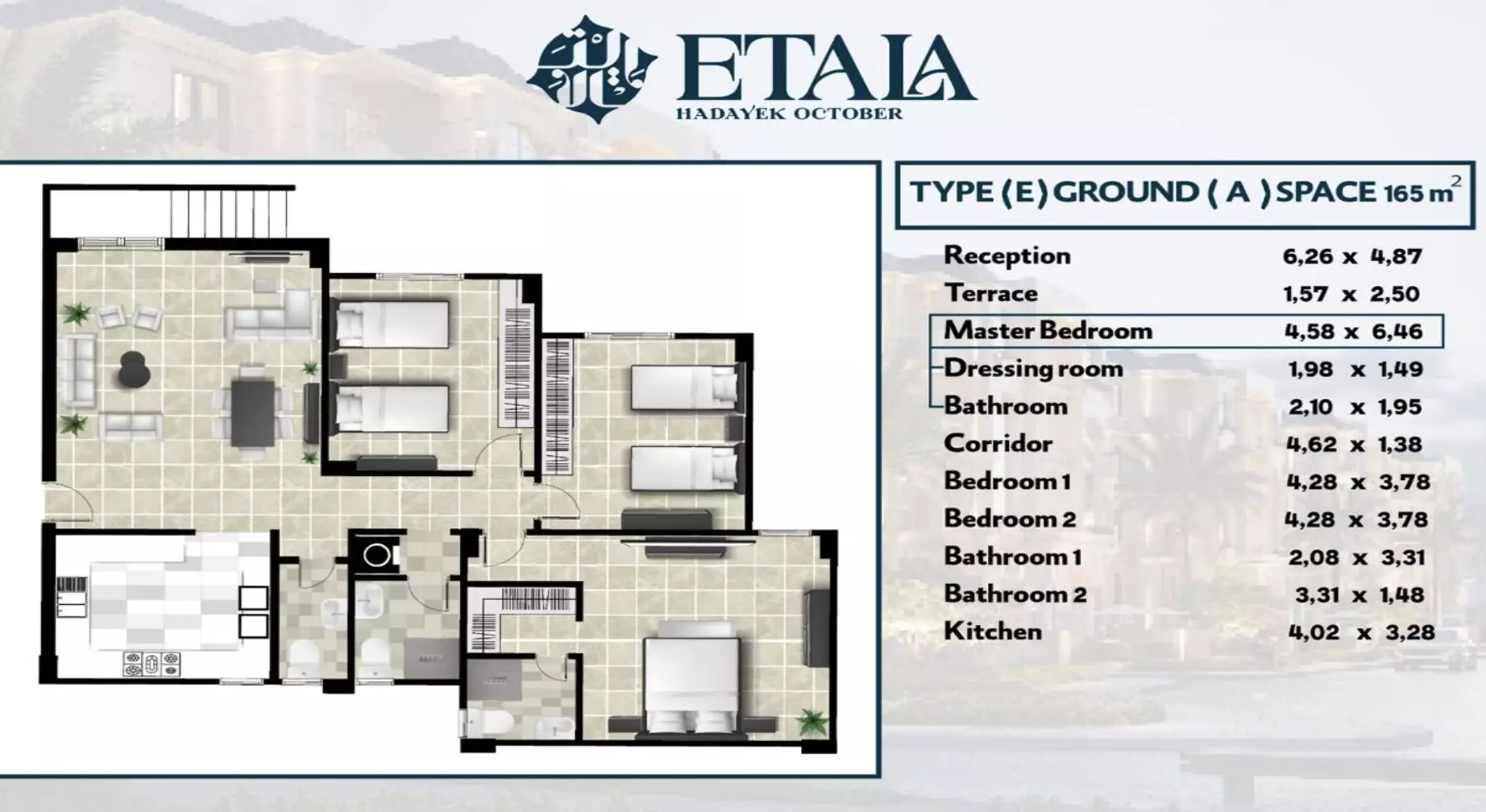 شقة · 3 غرف · 145–225 م² في Etala Compound October 4