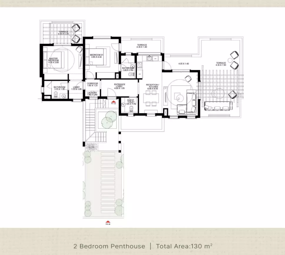Penthouse · 2 Bedrooms · 130 m² in Fairways 2
