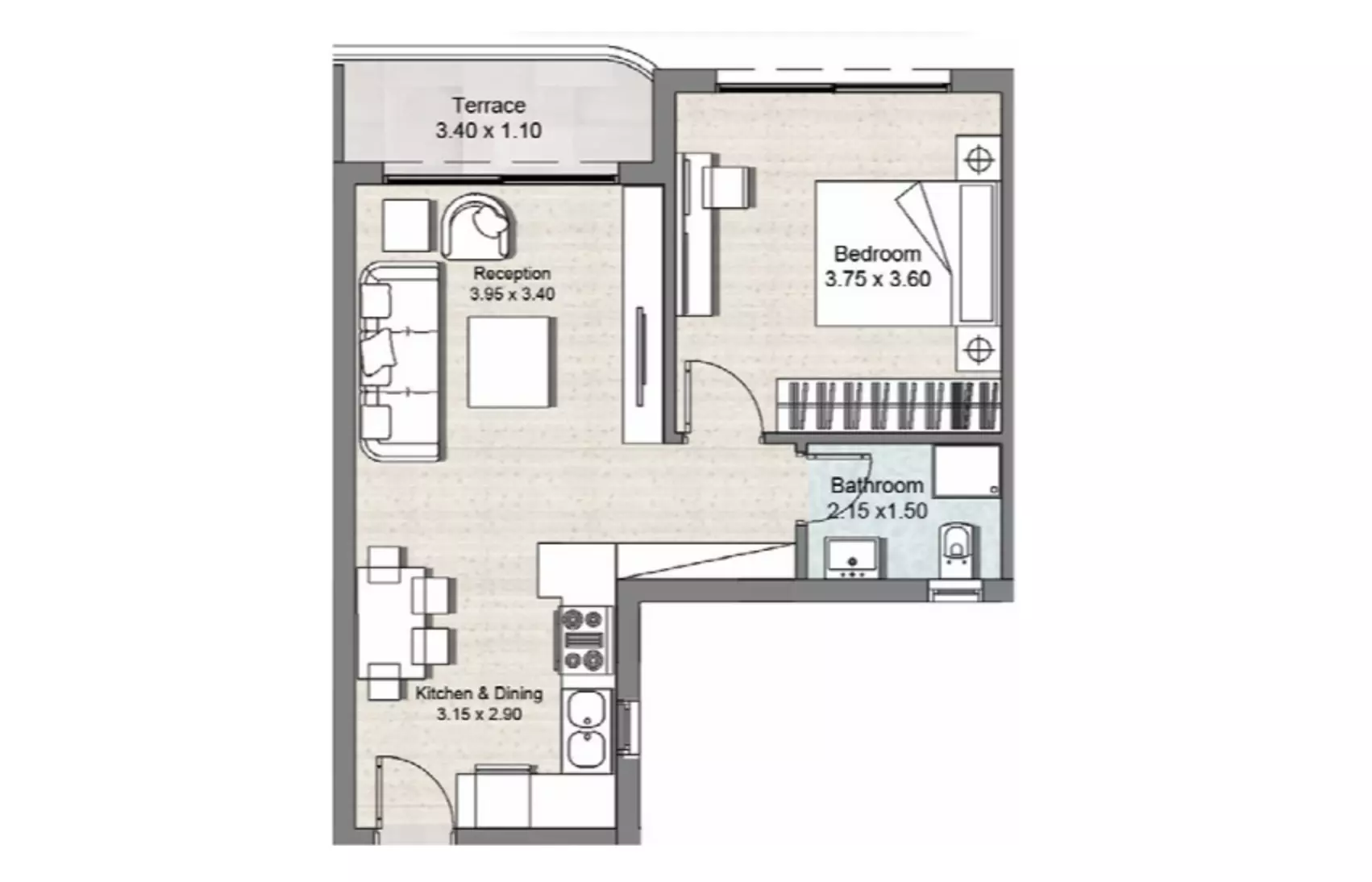 Apartment · 1 Bedroom · 62 m² in Shore Residence
