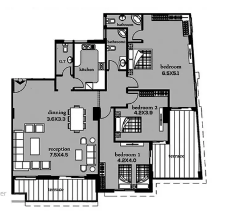 شقة · 3 غرف · 127–416 م² في كمبوند رودس العاصمة الإدارية 2026 Compound Rhodes New Capital 4