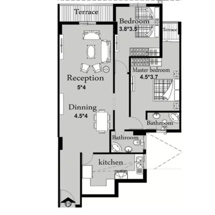 Apartment · 2 Bedrooms · 135–146 m² in كمبوند رودس العاصمة الإدارية 2026 Compound Rhodes New Capital 2