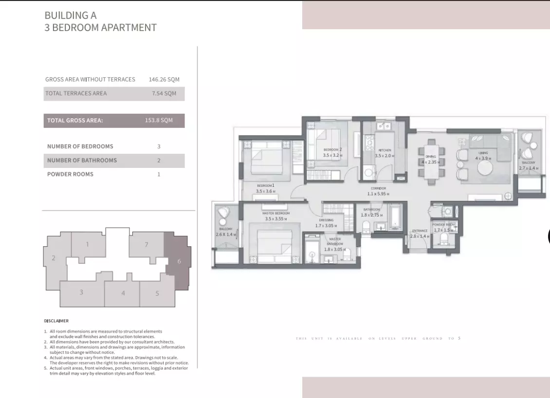 شقة · 3 غرف · 153–165 م² في Grand Residences  Cairo Gate 3