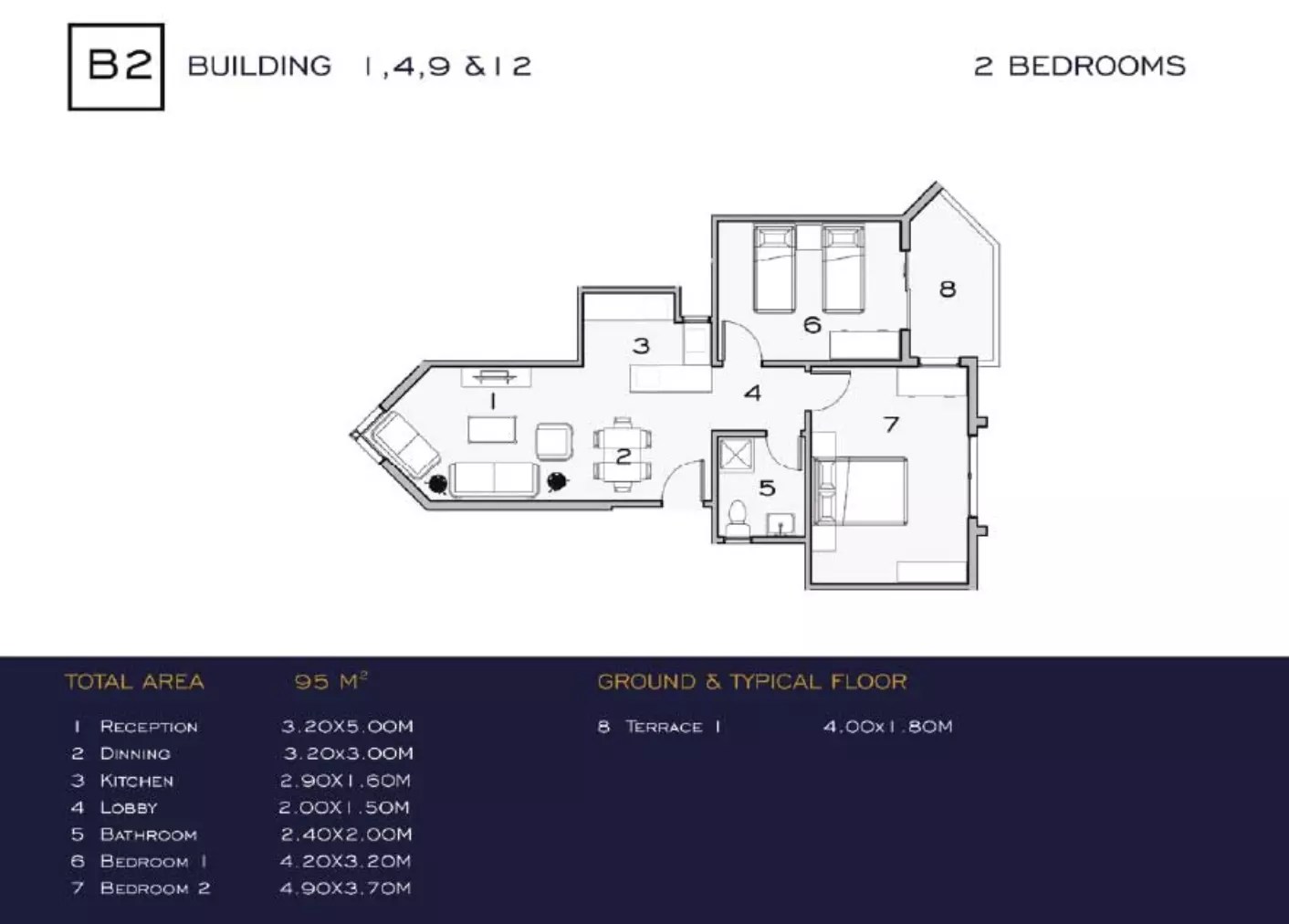 Apartment · 2 Bedrooms · 95–120 m² in Eclat 2