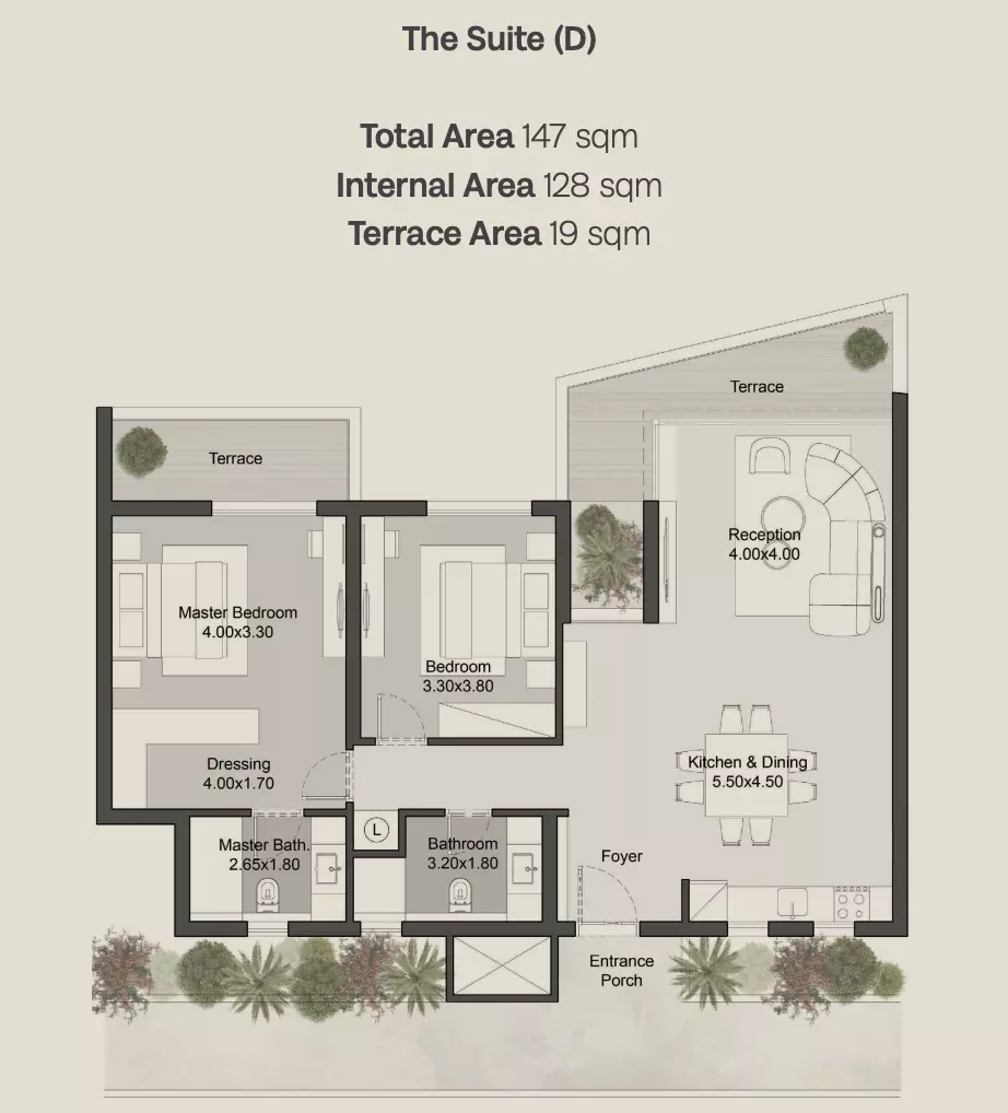 Apartment · 2 Bedrooms · 138–147 m² in The Gray Residences-Hills of One 2