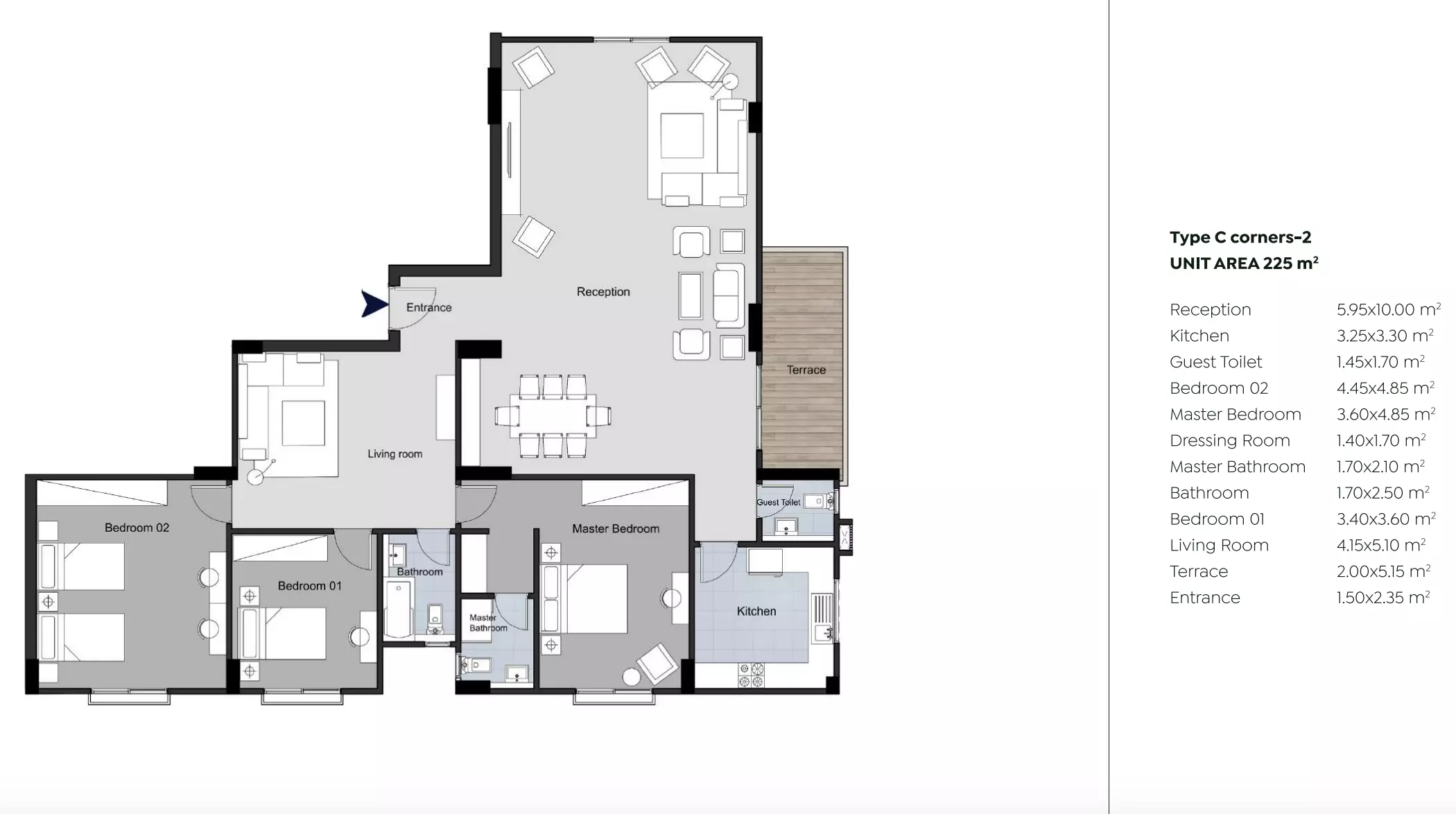 Apartment · 3 Bedrooms · 225 m² in Promenade New Cairo 4