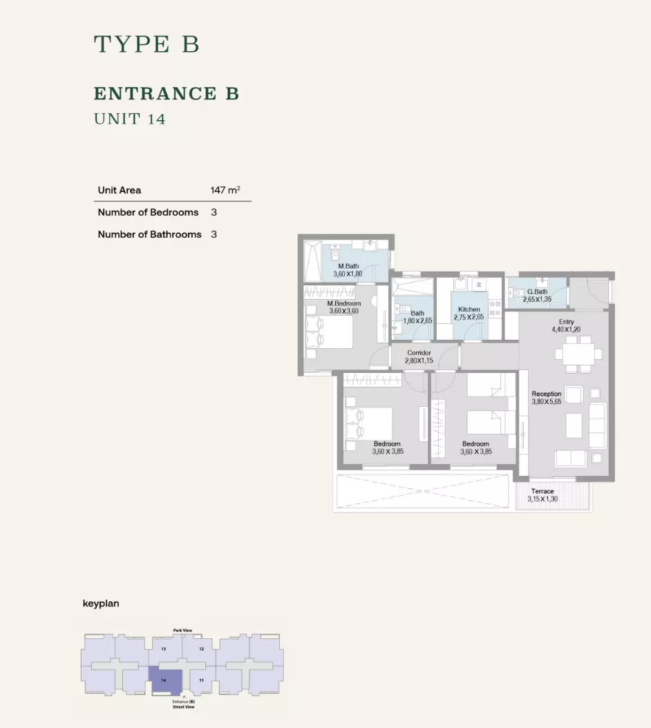 Apartment · 3 Bedrooms · 139–188 m² in Terrace