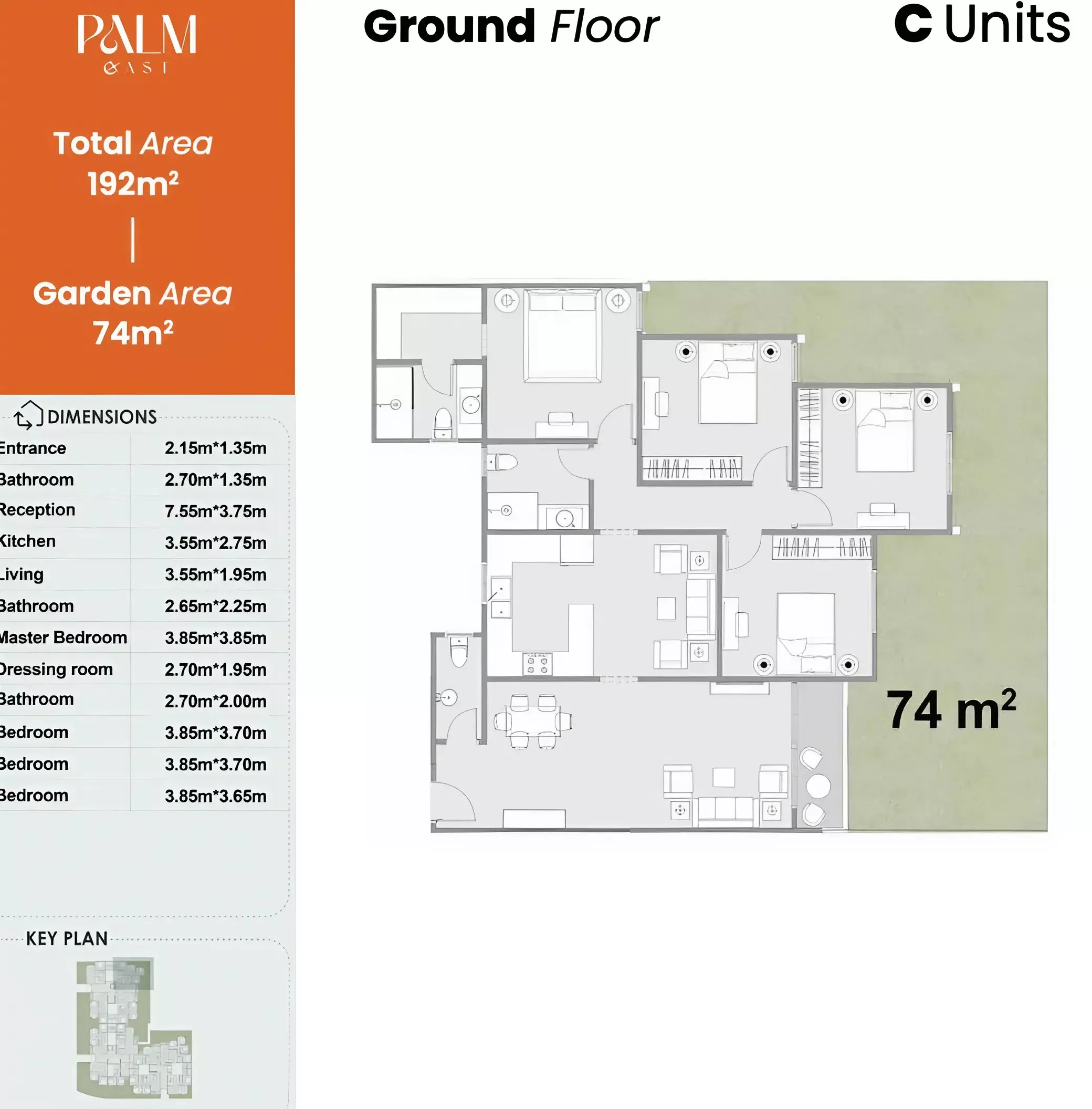 Apartment · 4 Bedrooms · 192 m² in Palm East New Cairo Compound by TG Developments