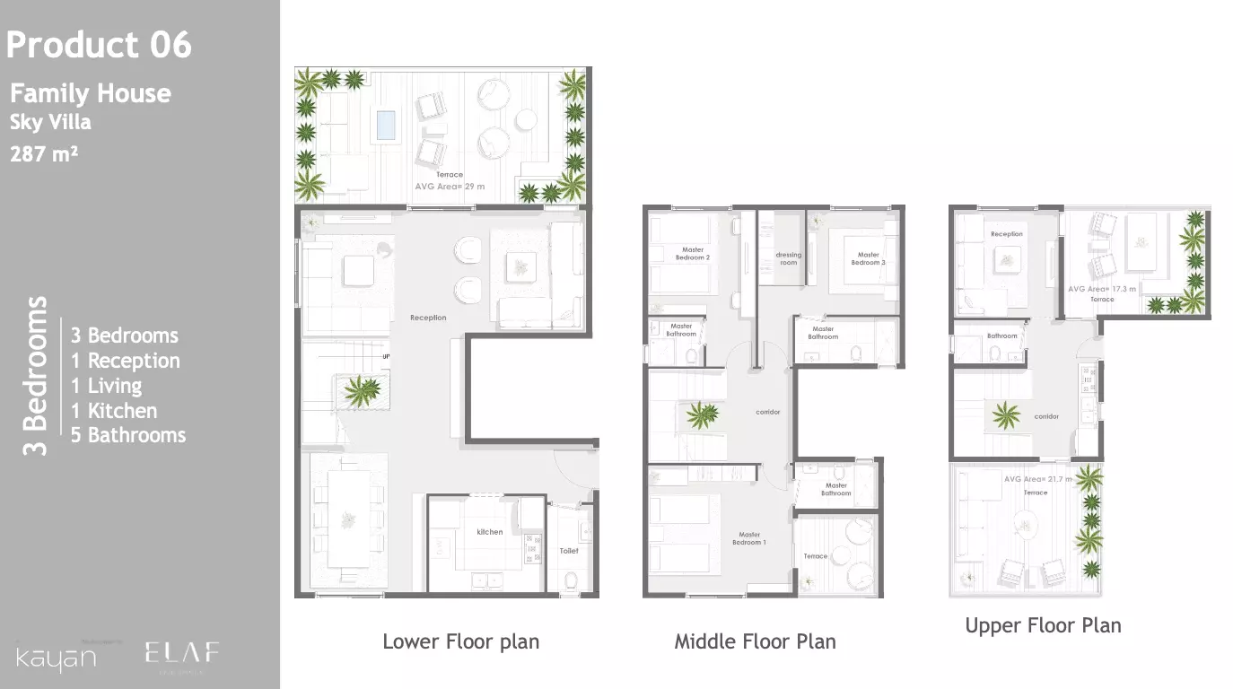 فيلا · 3 غرف · 239–287 م² في Aqmar Compound 6 October by Kayan Developments 2