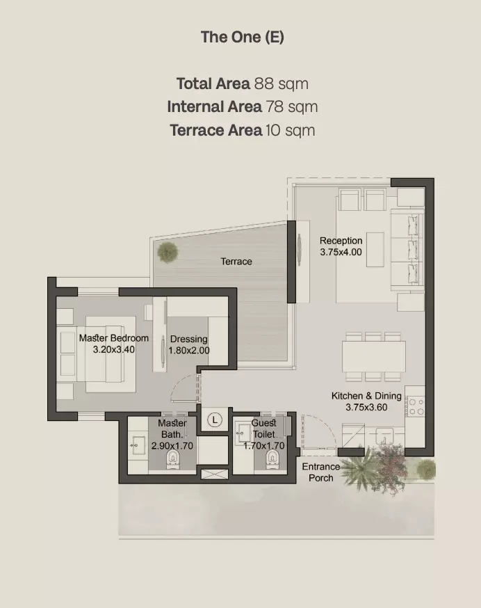 Apartment · 1 Bedroom · 84–92 m² in The Gray Residences-Hills of One 4