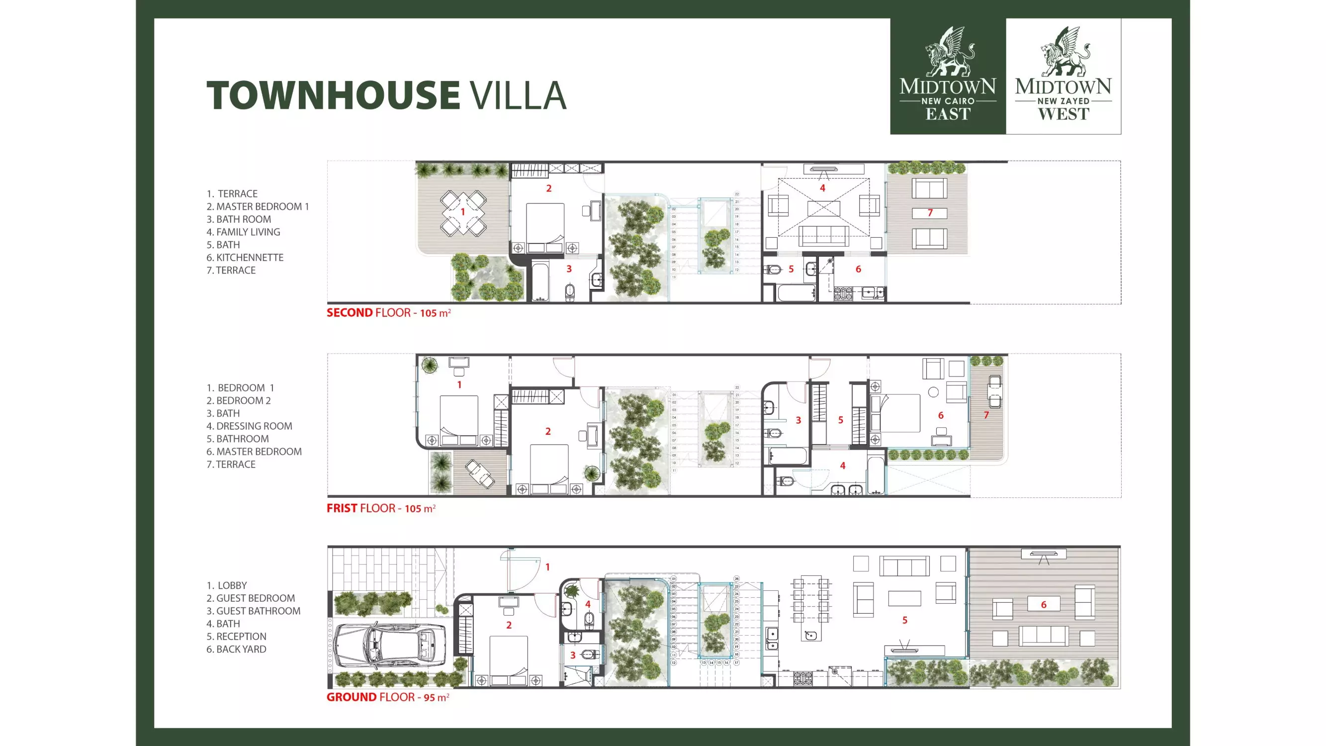 تاون هاوس · 3 غرف · 305 م² في كمبوند ميدتاون زايد الجديدة 2026 Compound Midtown New Zayed West 2