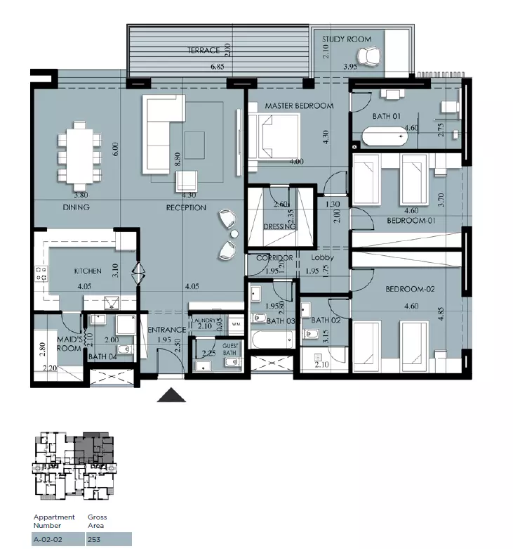 شقة · 3 غرف · 195–303 م² في Canal Walk Residence 4
