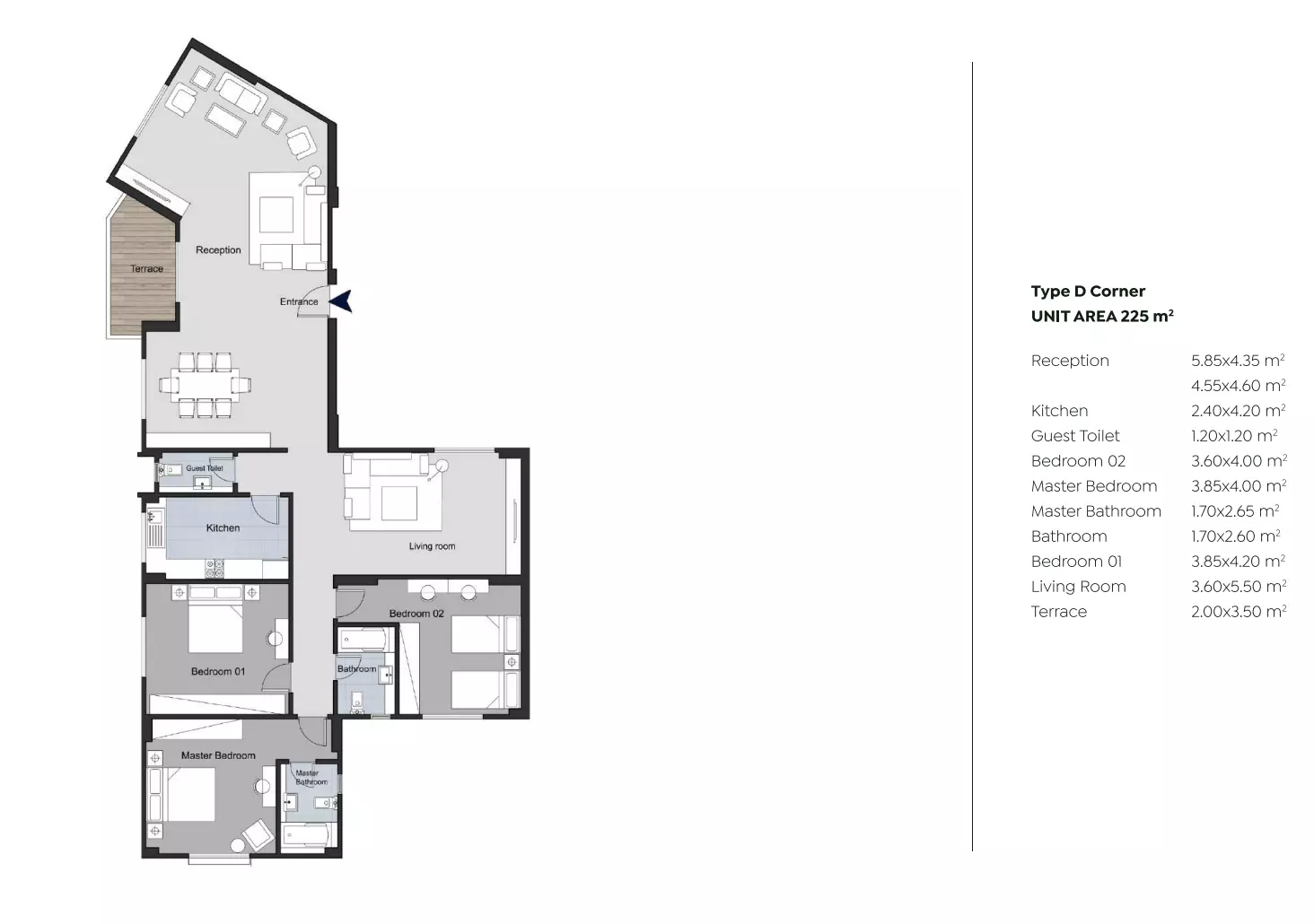 Apartment · 3 Bedrooms · 225 m² in Promenade New Cairo 2