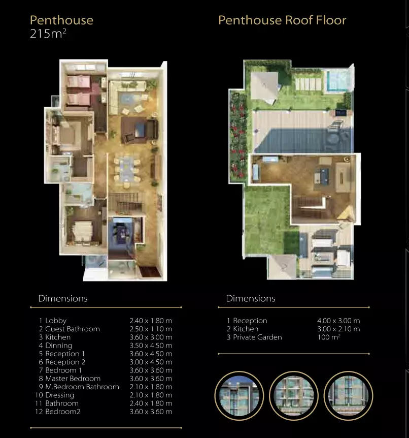 بنتهاوس · 3 غرف · 185–305 م² في Midtown East 2