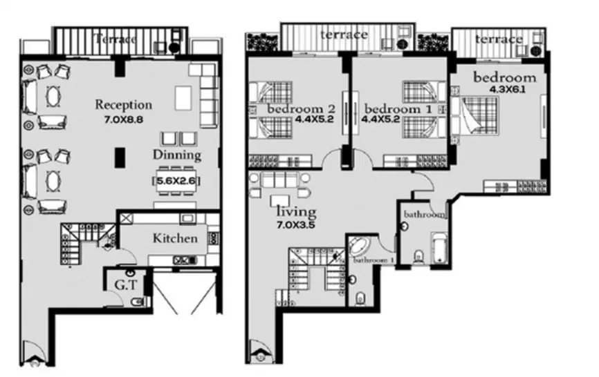 Duplex · 3 Bedrooms · 361–397 m² in كمبوند رودس العاصمة الإدارية 2026 Compound Rhodes New Capital 3