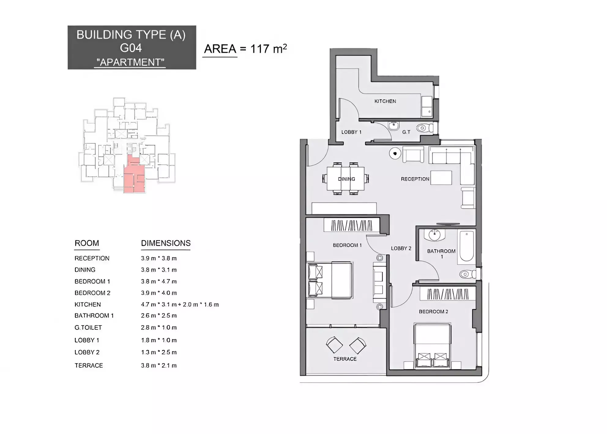 Apartment · 2 Bedrooms · 117–135 m² in كمبوند سيرانو العاصمة الإدارية 2026 Compound Serrano New Capital 2