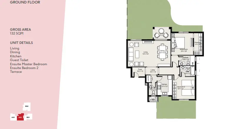 Apartment · 2 Bedrooms · 127–136 m² in Clubside Apartments  District 5 3