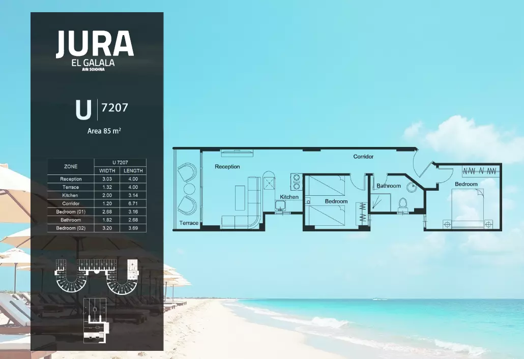 شقة · غرفتين · 78–110 م² في Jura el galala el sokhna 2
