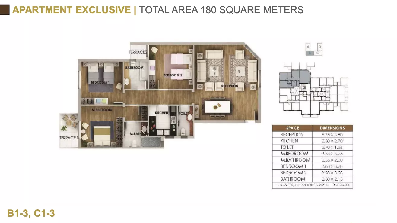 شقة · 3 غرف · 145–250 م² في Icity Mountain View 3
