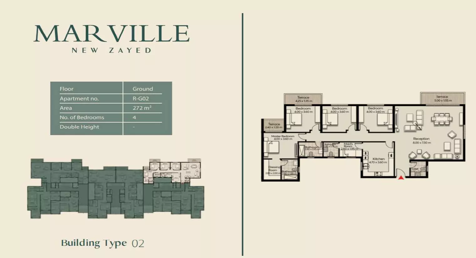 شقة · 4 غرف · 240–272 م² في Marville New Zayed 2