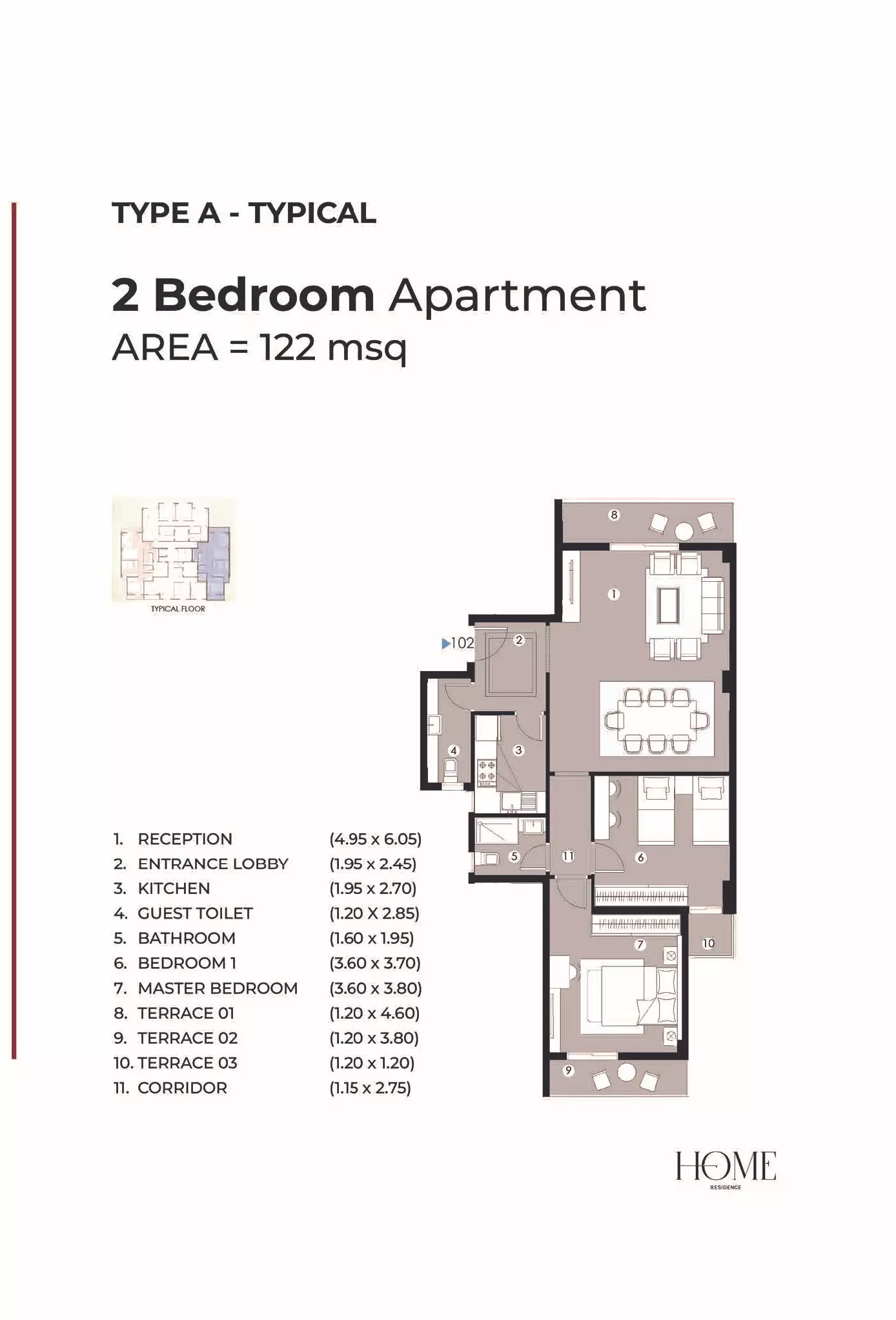 شقة · غرفتين · 107–127 م² في كمبوند هوم ريزيدنس التجمع السادس 2026 Compound Home Residence New Cairo 3