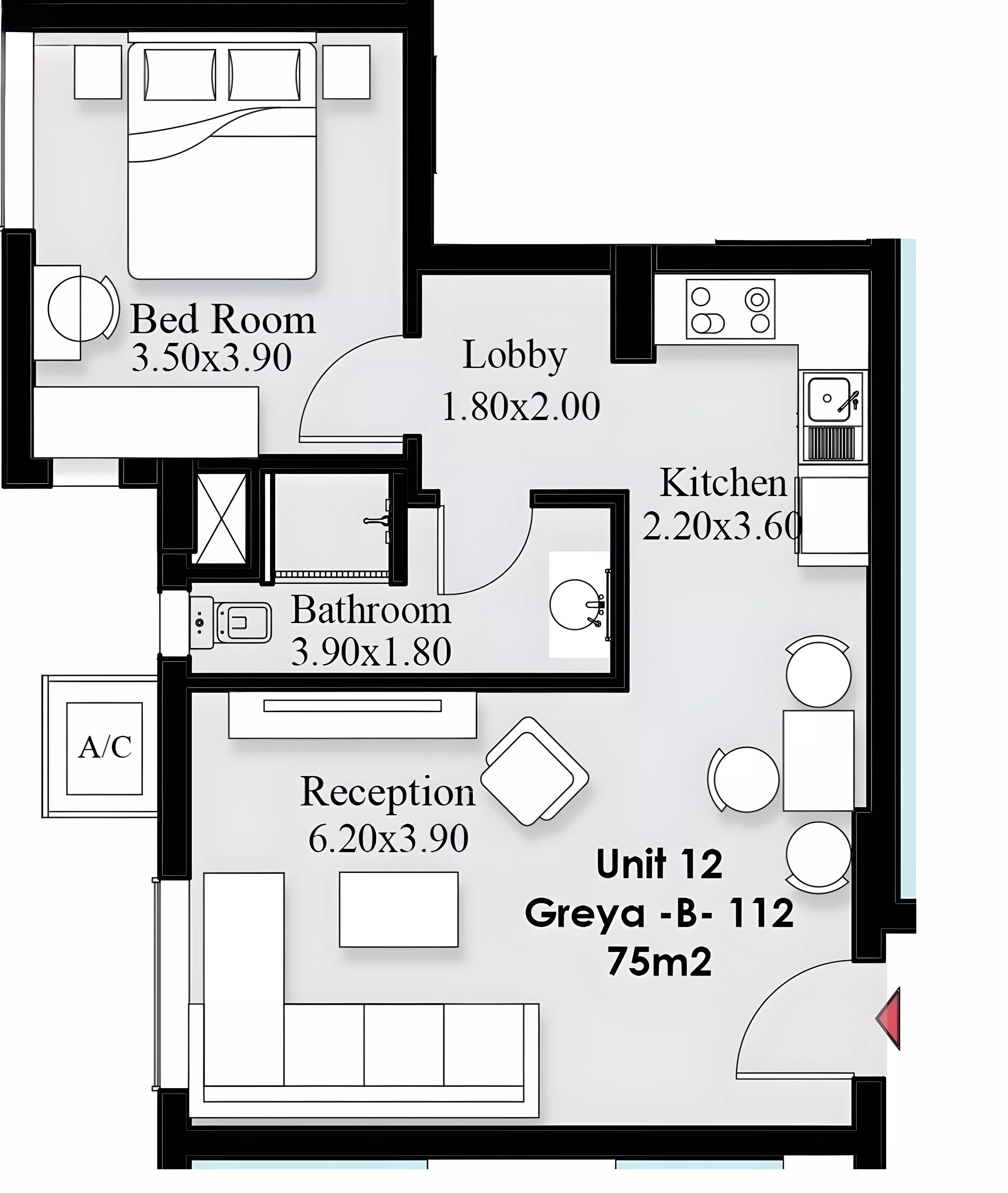Apartment · 1 Bedroom · 68–100 m² in كمبوند جريا التجمع الخامس 2026 Compound Greya New Cairo 2