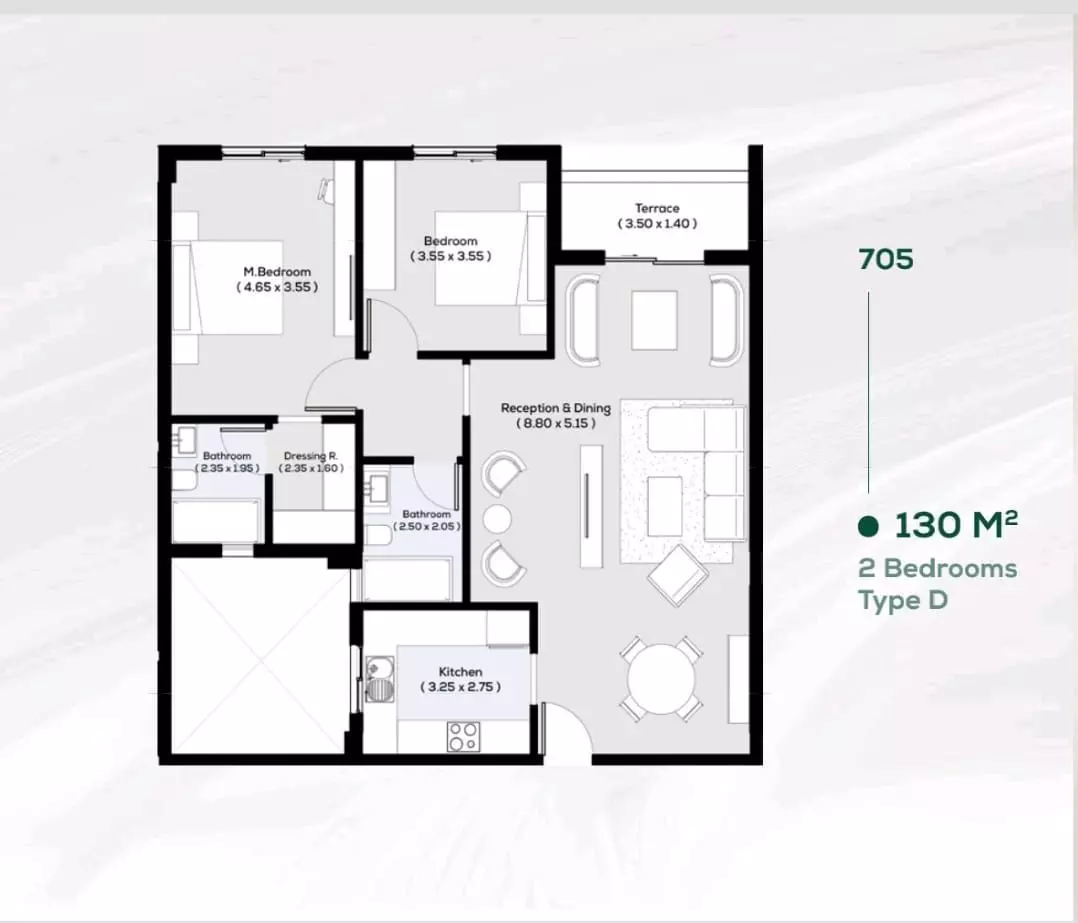 Apartment · 2 Bedrooms · 124–140 m² in كمبوند ايون العاصمة الإدارية Compound Ion New Capital 2026 2