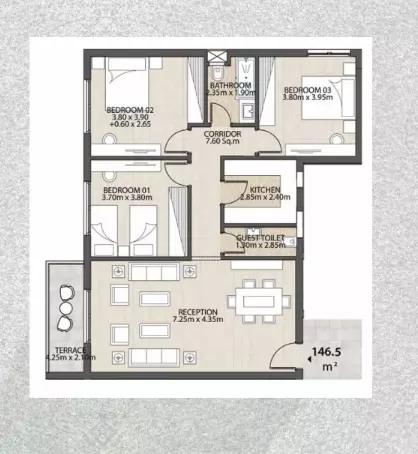 شقة · 3 غرف · 146–219 م² في Granda Life Compound El Shorouk by Egy Gab Developments 3