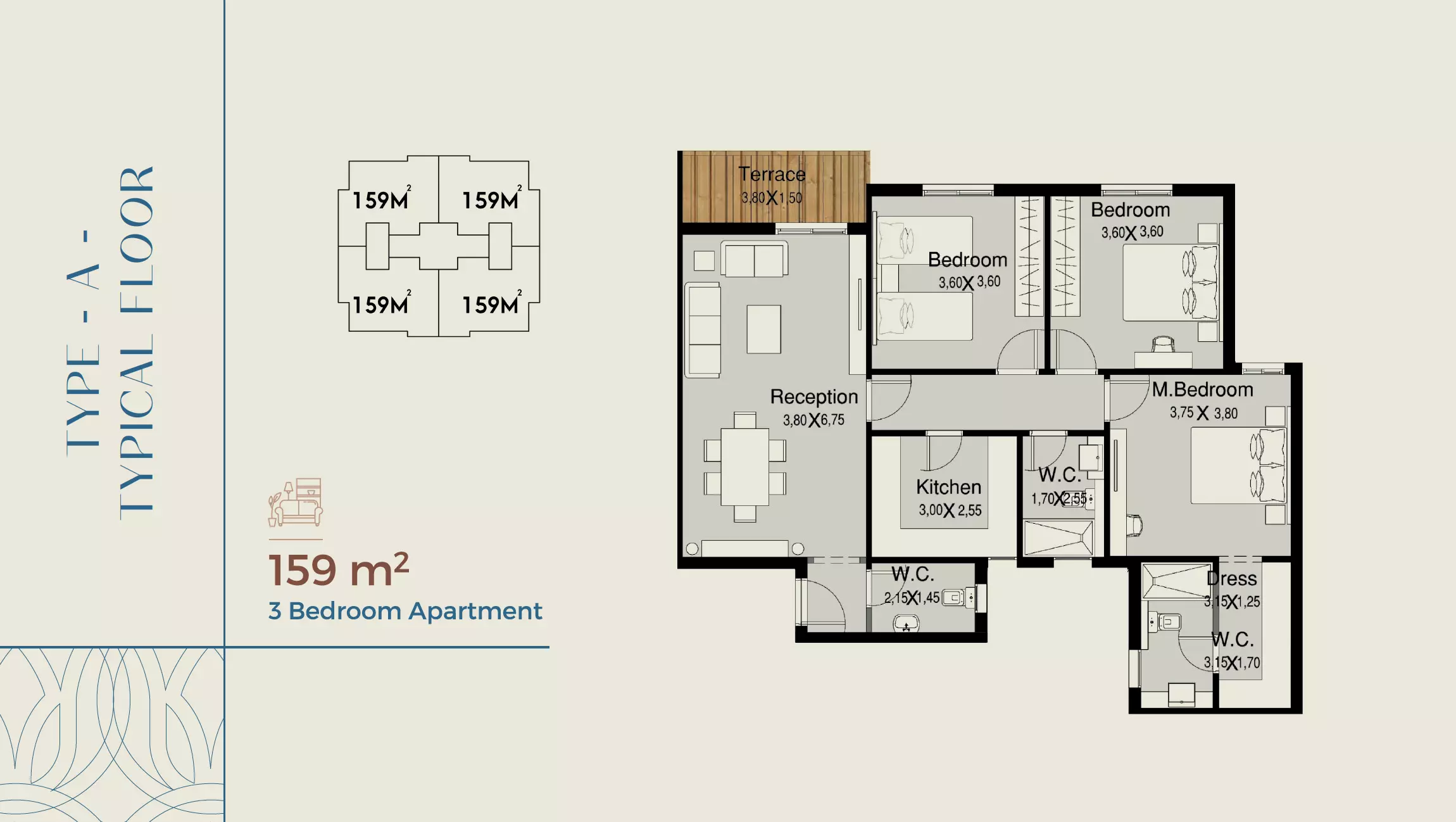 Apartment · 3 Bedrooms · 145–159 m² in Nile Boulevard compound New Cairo by Nile Developments 2