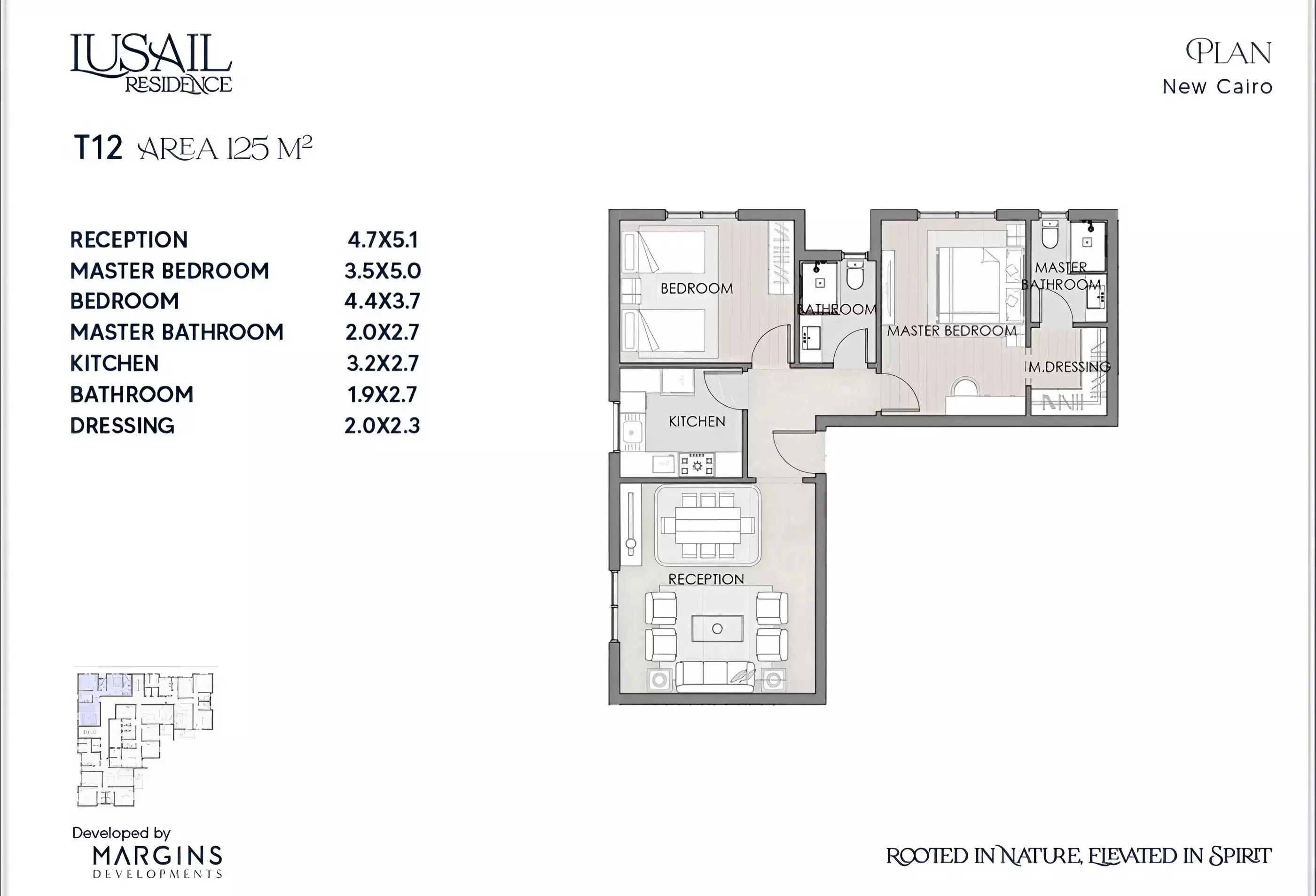 شقة · غرفتين · 125–136 م² في كمبوند لوسيل ريزيدنس التجمع السادس 2026 Lusail Residence New Cairo 2