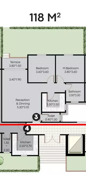 Apartment · 2 Bedrooms · 114–118 m² in Isola Centra 2