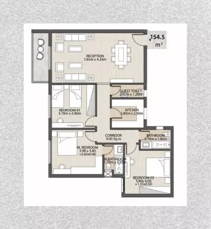 شقة · 3 غرف · 146–219 م² في Granda Life Compound El Shorouk by Egy Gab Developments 4
