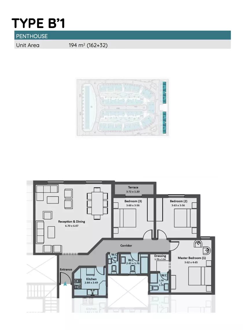 Penthouse · 3 Bedrooms · 194–285 m² in كمبوند روك فيرا التجمع الخامس 2026 Compound Rock Vera New Cairo 2