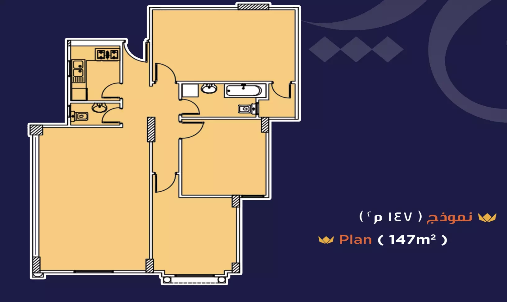 شقة · غرفتين · 115–147 م² في Rajj Compound New Cairo