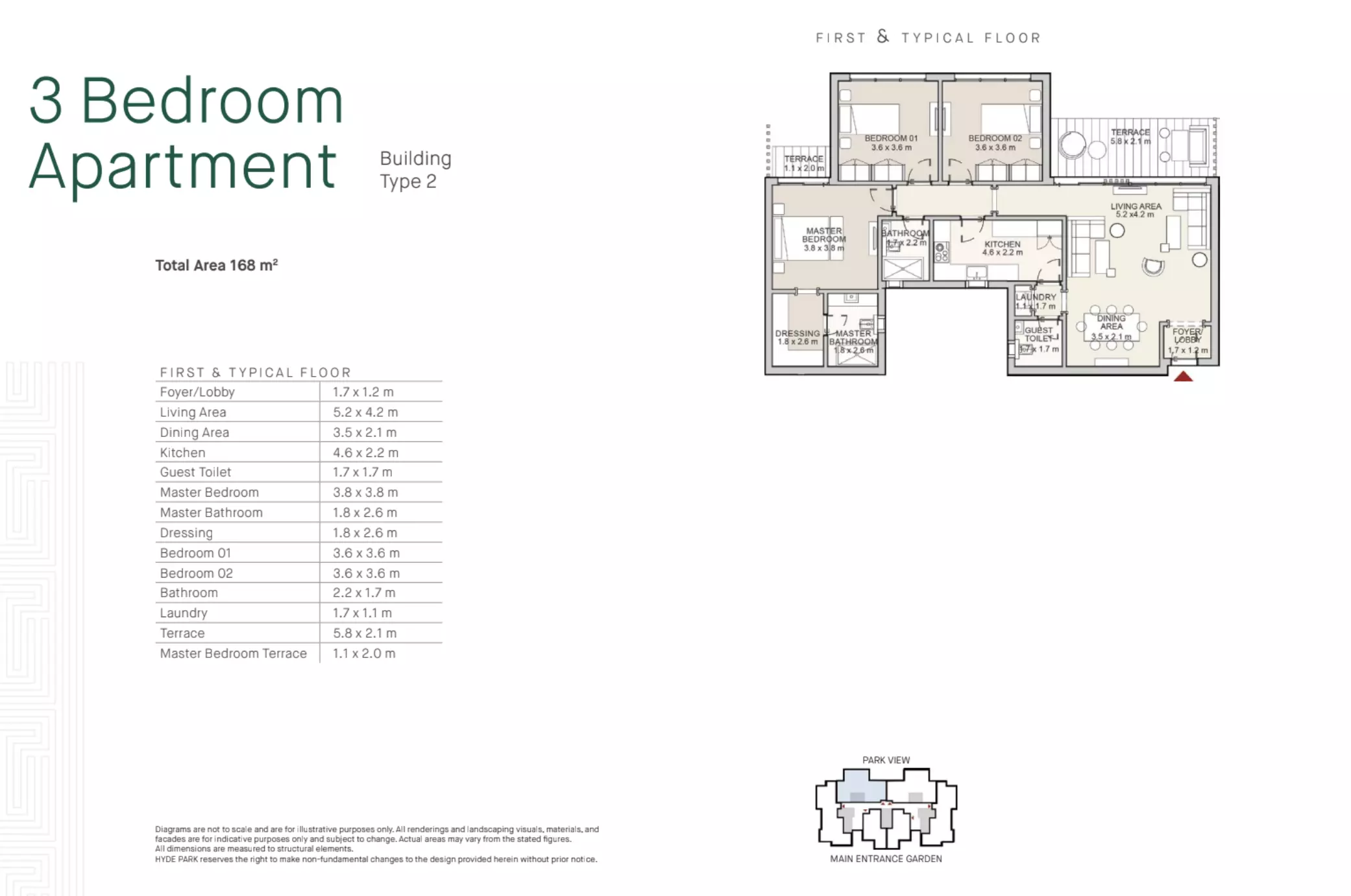 شقة · 3 غرف · 154–191 م² في Hyde Park New Cairo Compound 2