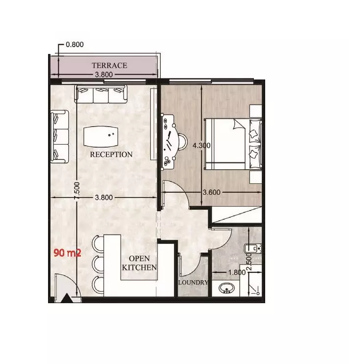 شقة · غرفة · 88–90 م² في Queen land compound New Capital by Euphoria Group 3