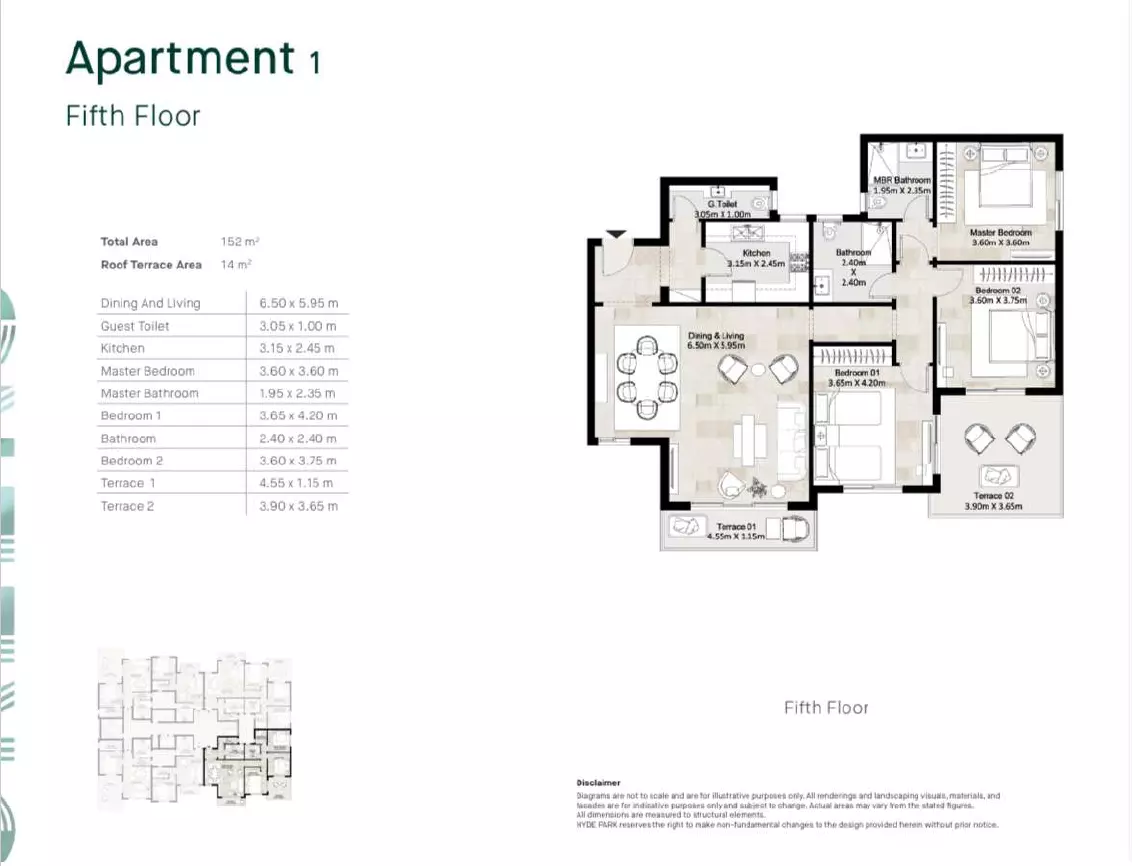 Apartment · 3 Bedrooms · 144–176 m² in Greens Residence New Cairo 2
