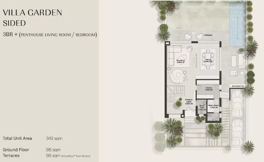 فيلا · 3 غرف · 240–342 م² في كمبوند هيلز اوف وان زايد الجديدة 2026 Compound Hills Of One New Zayed 3