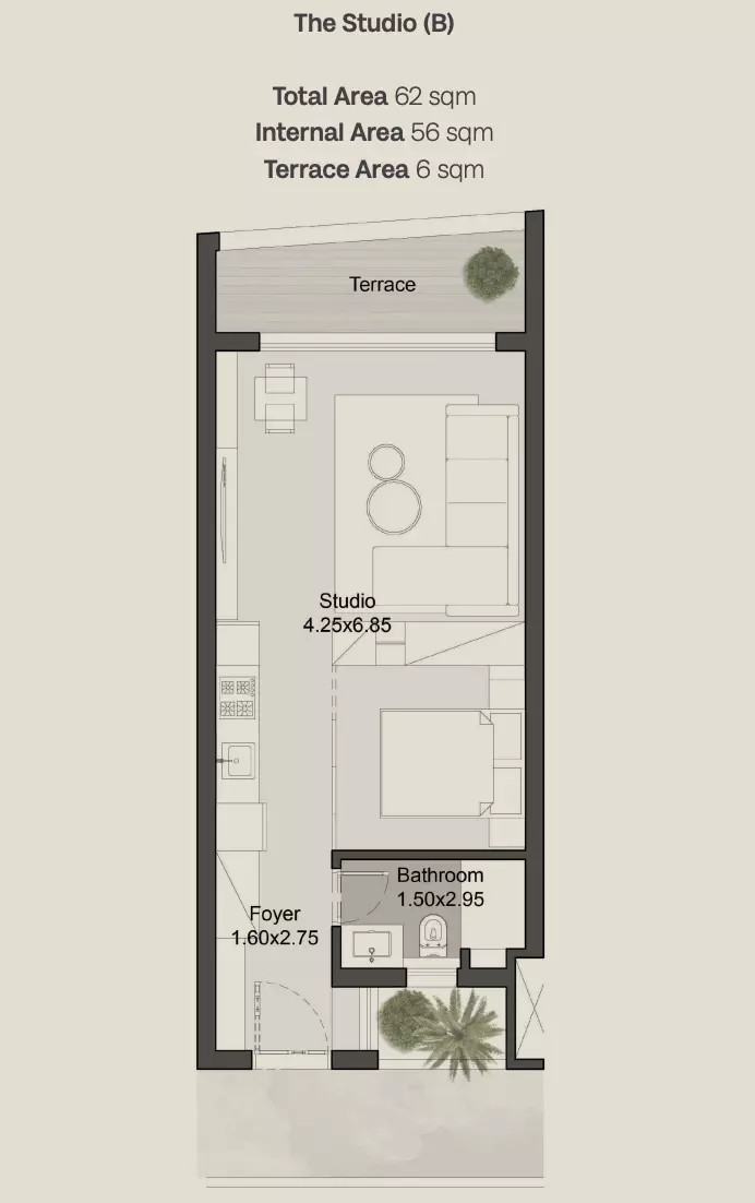 Apartment · 62 m² in The Gray Residences-Hills of One 2